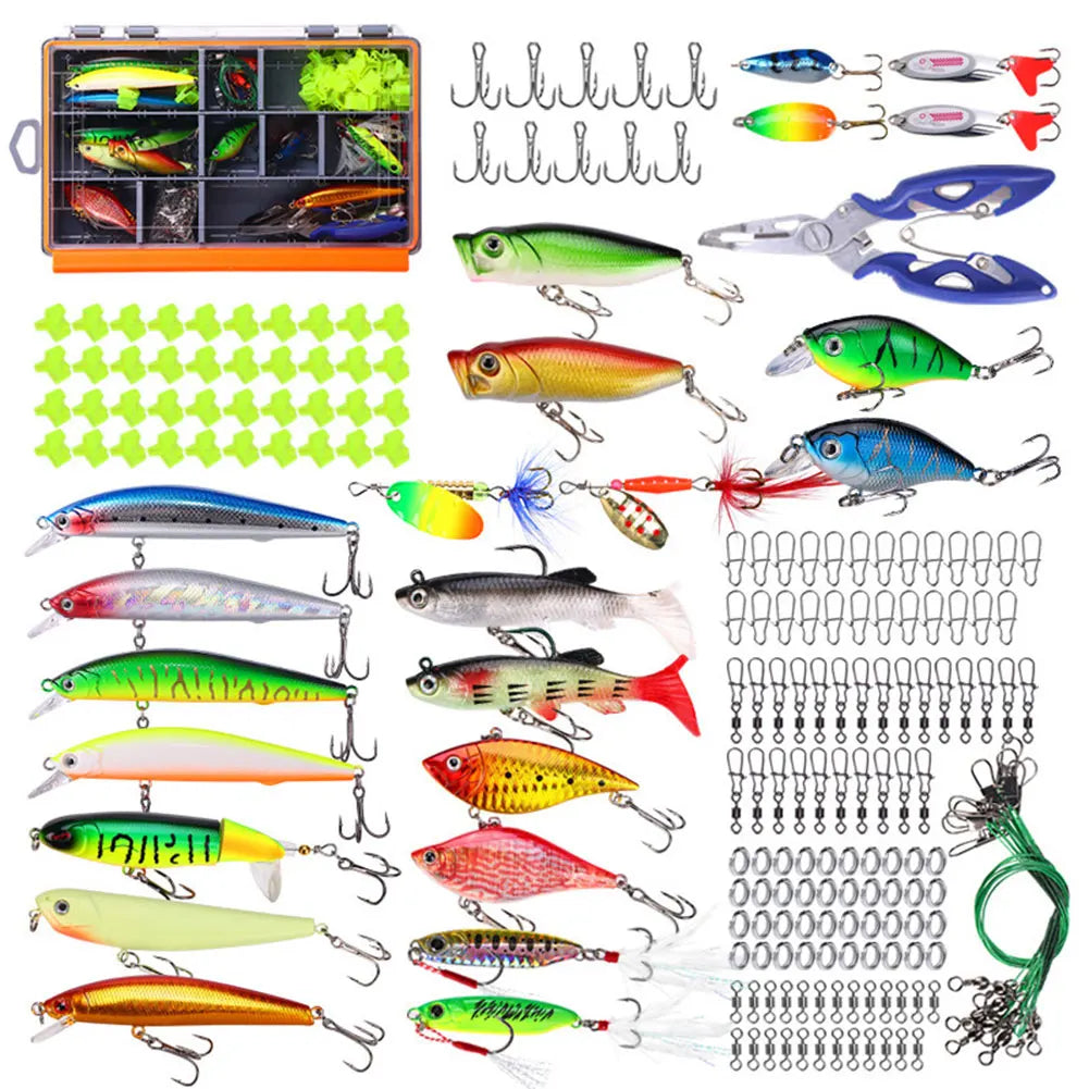 Fishing Lures Kit Fishing Hard Bait Spoon Spinner Artificial Bait Kit with Box for Bass Pike