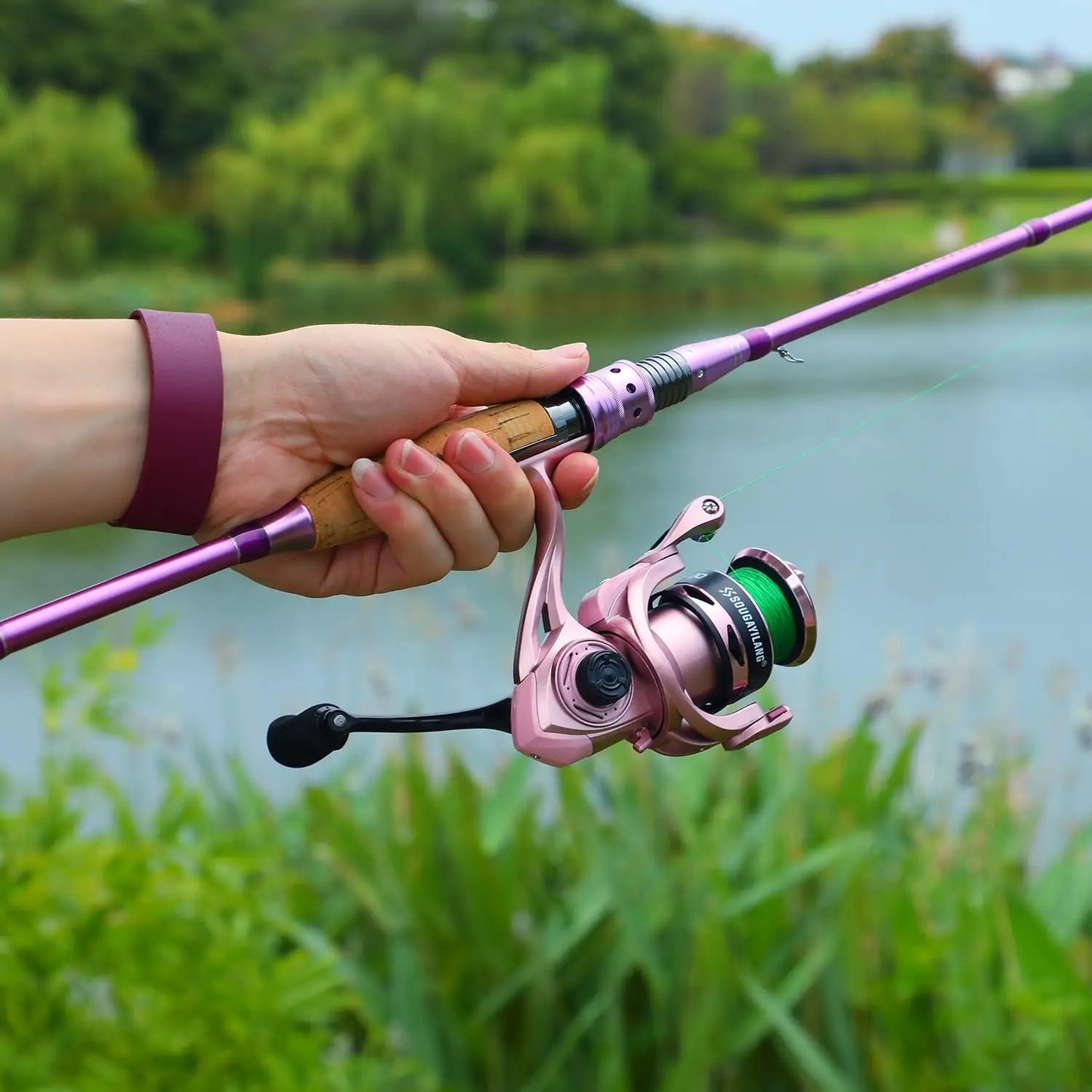 Sougayilang Colorful Spinning Rod and Reel Combo - 2-Piece Graphite Fishing Pole with Smooth Reel for Freshwater Great Gifts