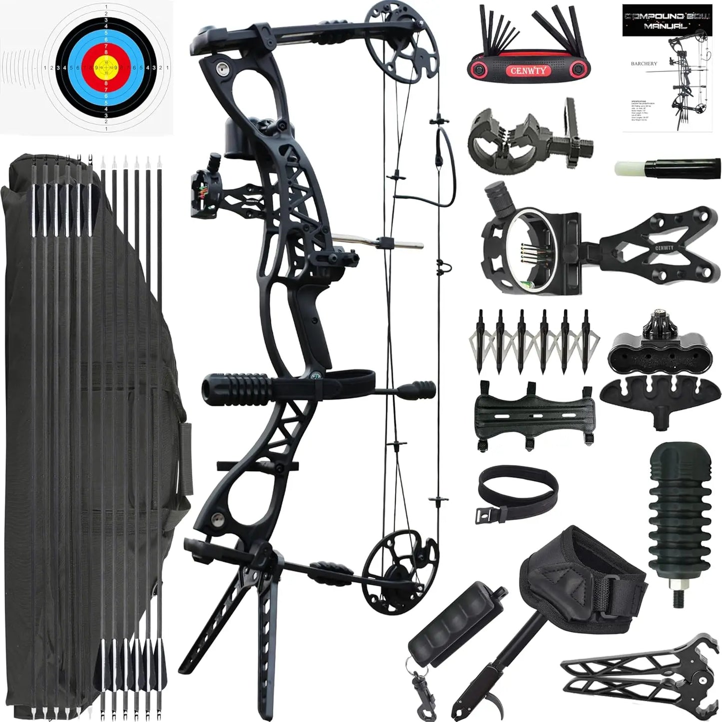 Archery Compound Bow Set, Draw Weight 0-70 LBS, Draw Length 18\\"-30\\", Hunting Compound Bow with All Accessories for Archery H