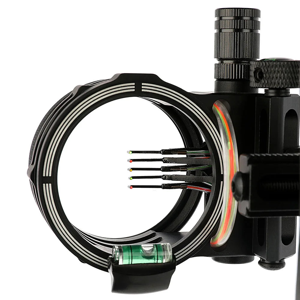 0.019“ Optical Fiber Compound Bow Sight Five Pin  Sight CNC Aluminum Alloy Left Right Hand for Adults Hunting Shooting Tool