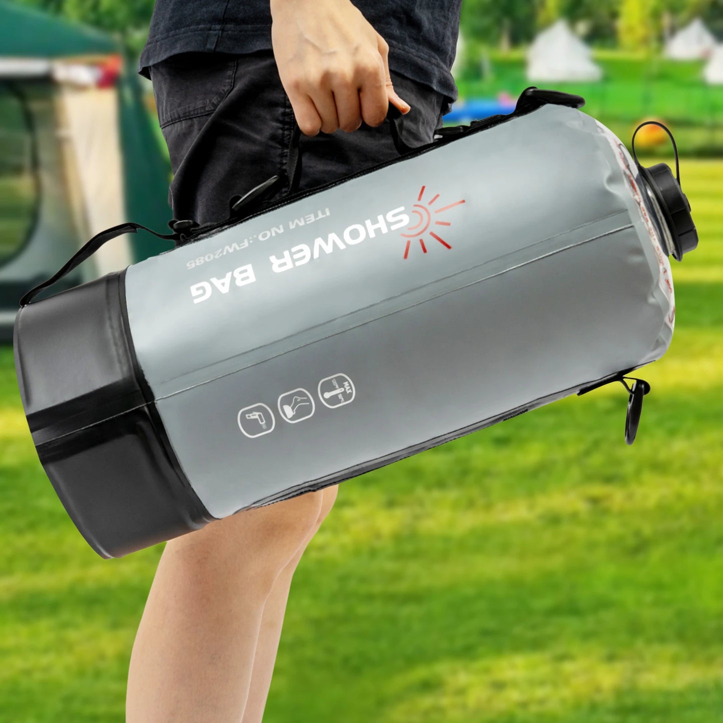 12L Camping Shower, Suitable for Camping, with Pump and 1.8 m Hose, Maximum Temperature 53 °C, Camping Shower, Solar Shower, Camping, Ideal for Garden, Car Washing, Beach, Travel and Pet Care