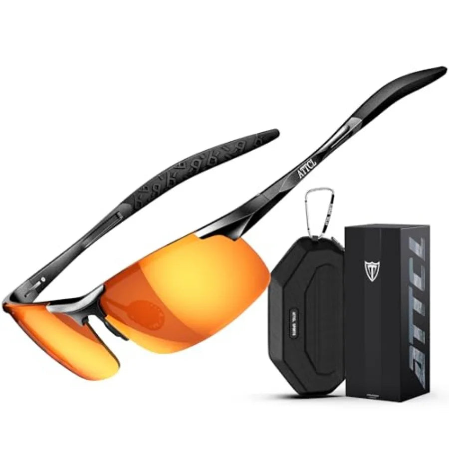 0.9 oz Polarized Sunglasses Men Sports: UV Protection Anti Glare Wrap Around Lightweight Metal Fishing Golf Running