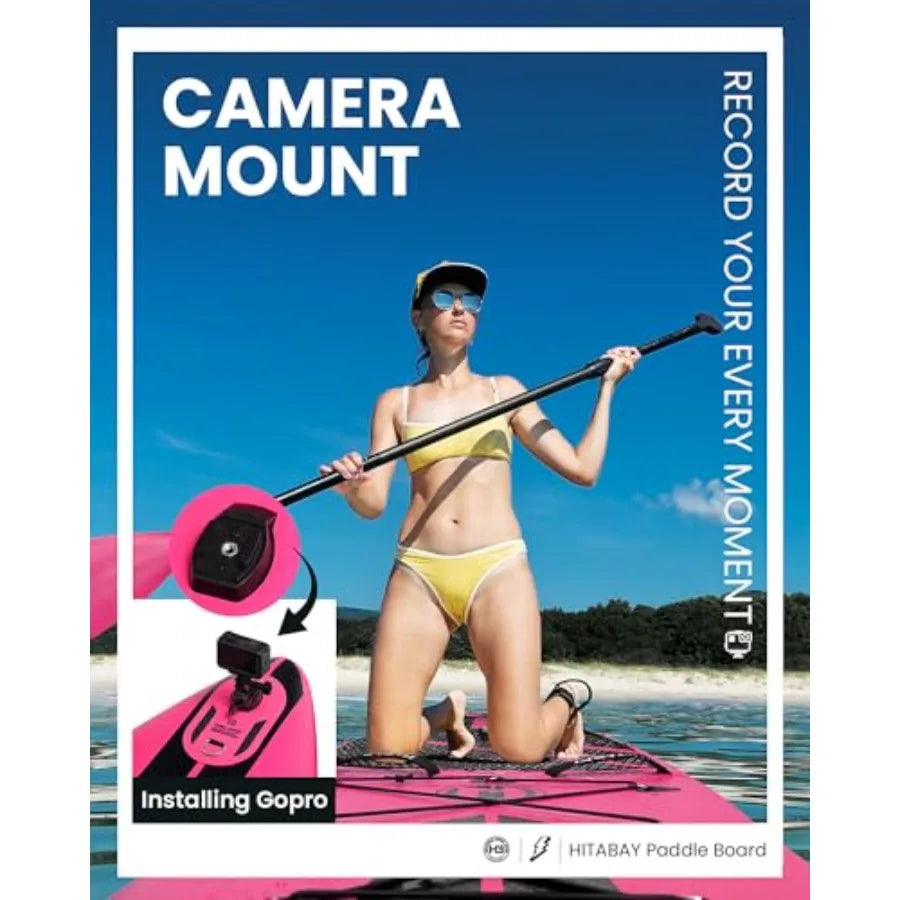 Inflatable Stand Up Paddle Board for outdoor water sports, drop-stitch PVC material, blue/gray color, ultra-lightweight at 17.3