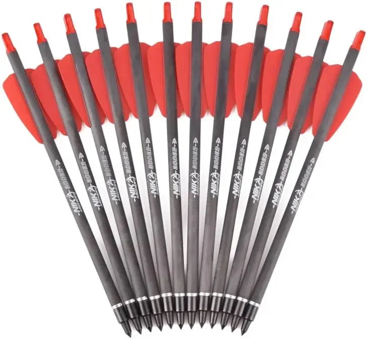 TY Archery 7.5" inch R9 Crossbow Bolts Carbon Arrows 2" Red Vanes with 100grain Broadhead for Hunting Shooting Targeting