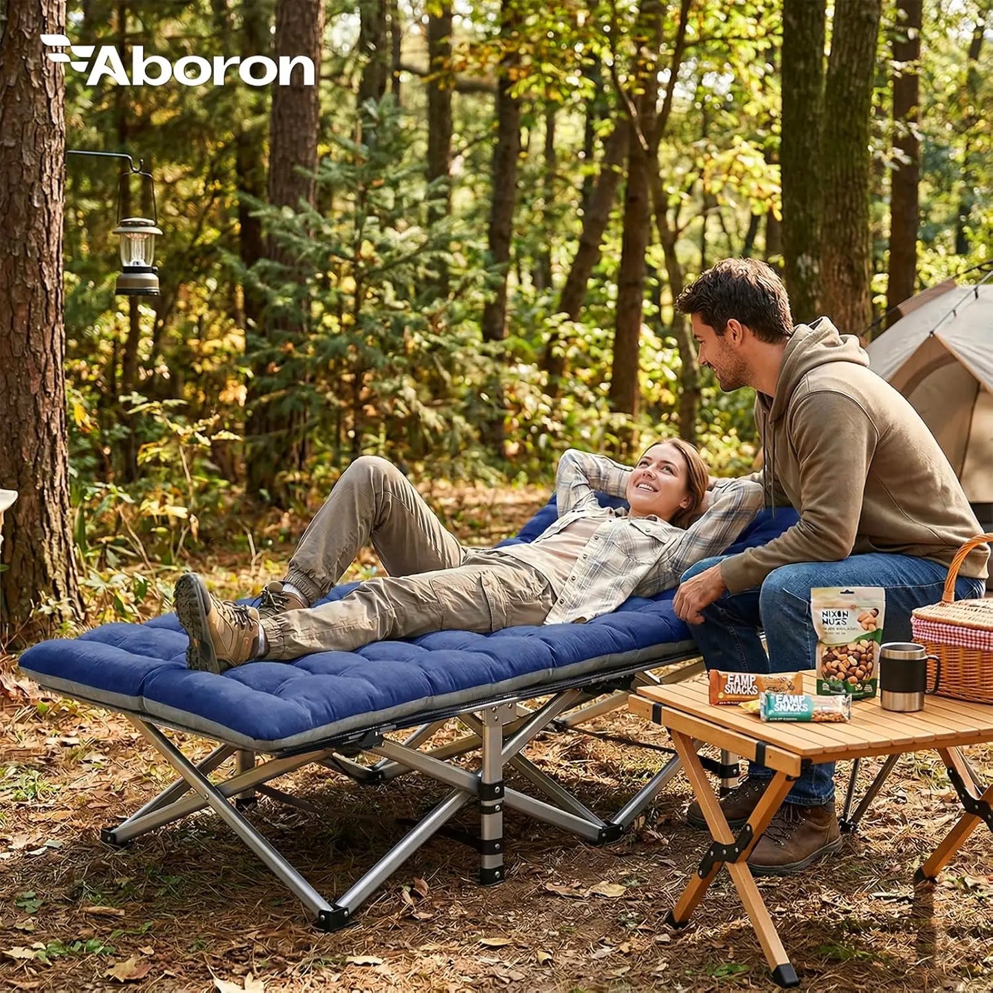 Extra Wide 28" Camping Cot for Adults, Heavy-Duty 1200D Oxford Fabric, Portable Folding Bed with Mat & Carry Bag