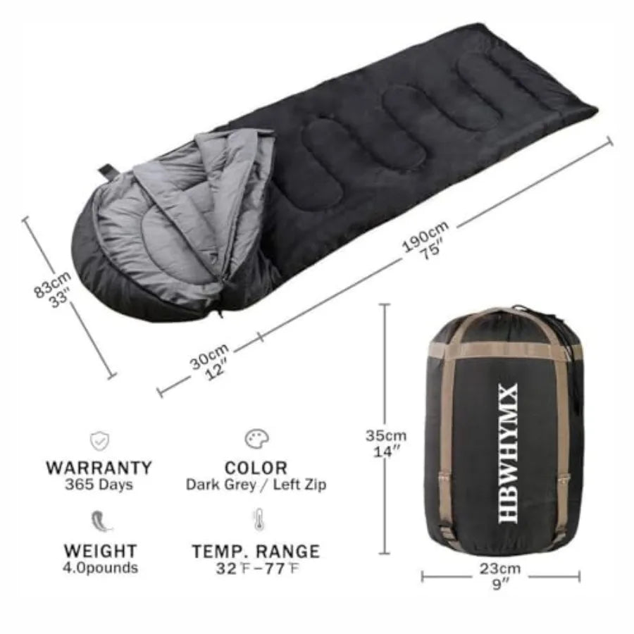 Sleeping Bags for Adults Backpacking Lightweight Waterproof- Cold Weather Sleeping Bag for Warm Camping Hiking Outdoor Travel H