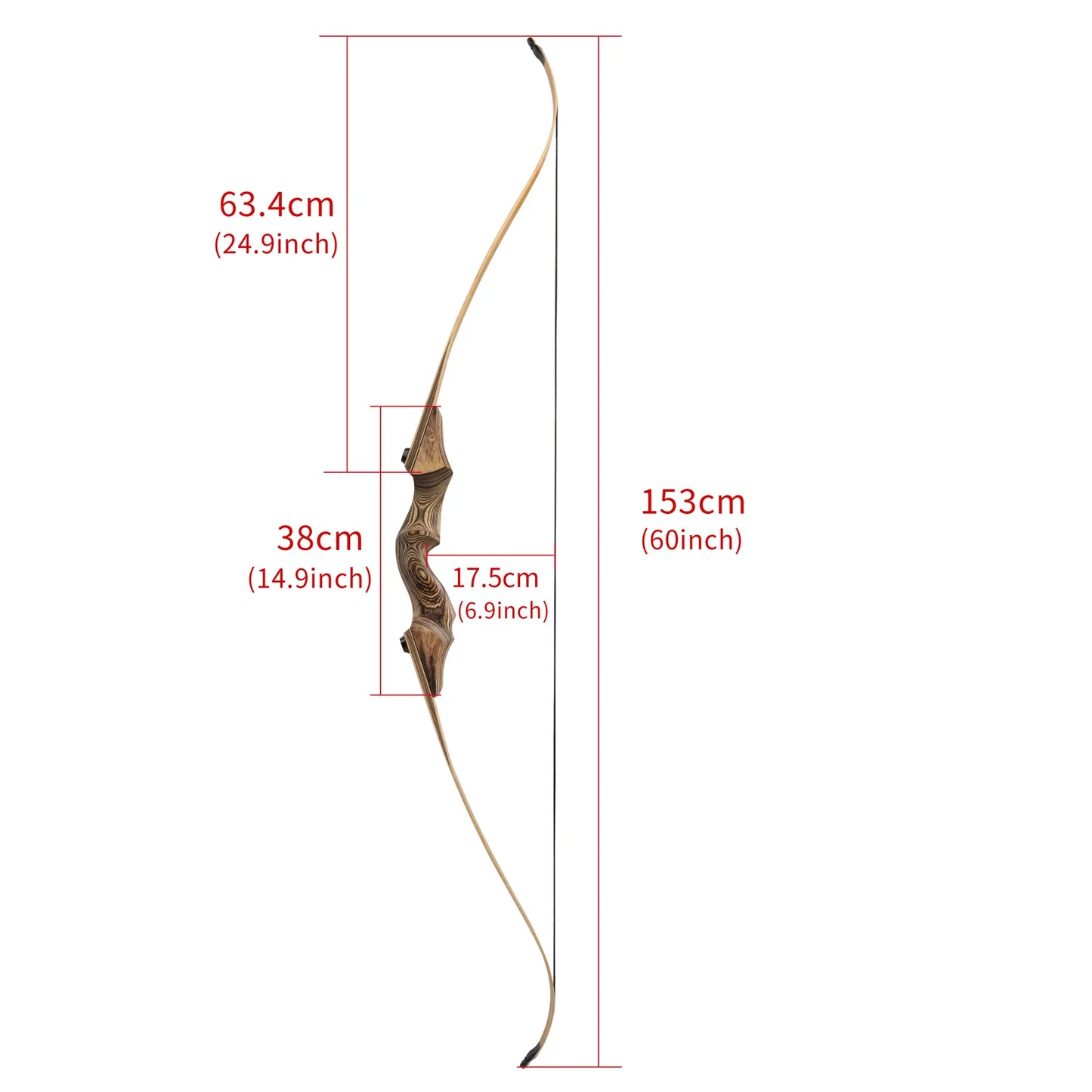 60 Inch Takedown Recurve Bow Arrow Kit 20-60Lbs Adjustable Draw Weight Wooden Riser Bamboo Core Laminated Limbs Right Hand Portable Archery Set for Adult Target Shooting and Light Outdoor Hunting Training Gear