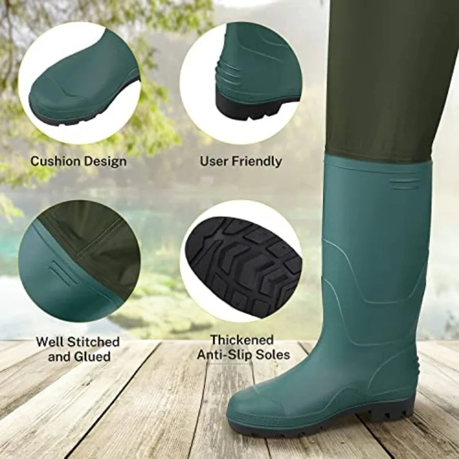 Chest Waders Hunting Fishing Waders for Men Women Waterproof 70D Nylon Wader for Duck Hunting Fishing Green, Sizes