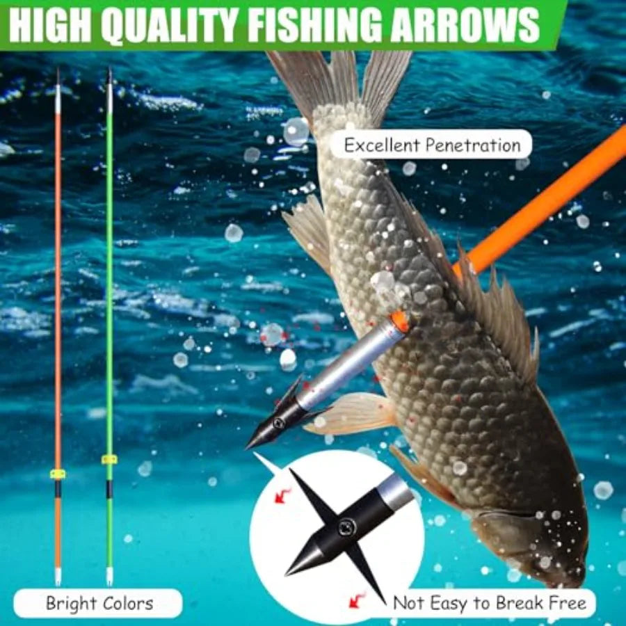 Recurve Bow Fishing Combo Kit Archery and Arrow Set for Adults Beginner with 40 Meters Bowfishing Reel Bottle Portable Bow Bag