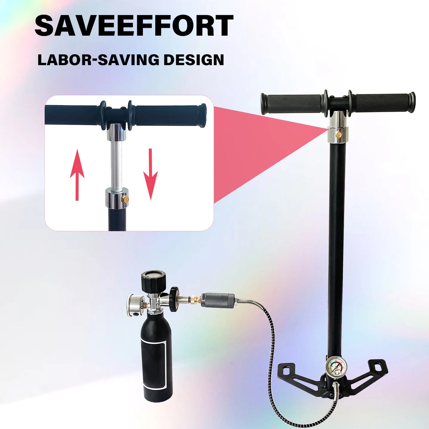 NUOGE 4Stage 30mpa 4500Psi PCP Hand Pump High Pressure Operated HPA Tank Hunting Car Bicycle