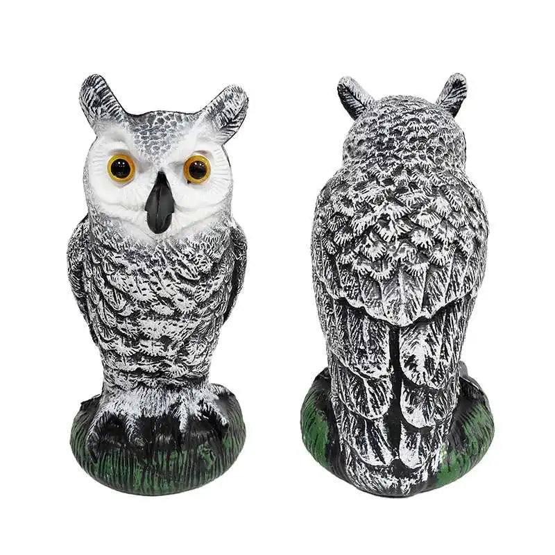 15.7" Garden Owl Statue Owl Decoys for Outdoor Garden Yard Plastic Owl Figurine Eyes to Scare Birds Away for Patio Lawn Ornament
