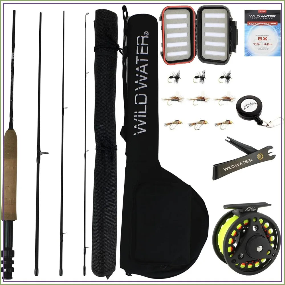 Fly Fishing Starter Kit: 5'6" Graphite Rod, 3-Weight, 4-Piece, with Reel, Flies & Case