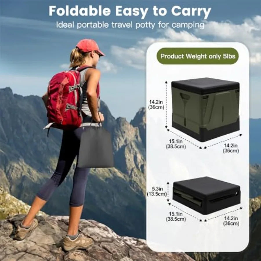 Portable Toilet Camping Toilets for Car Indoor Outdoor Commode Foldable Travel Potty for Camping, Tent, Hiking, Boating, Long R
