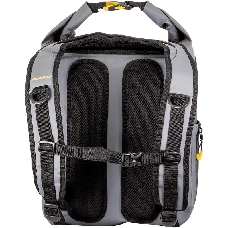 Z-Series Roll-Top Waterproof Fishing Tackle Backpack, Gray Fabric, Includes 2 Clear 3700 StowAway Utility Boxes