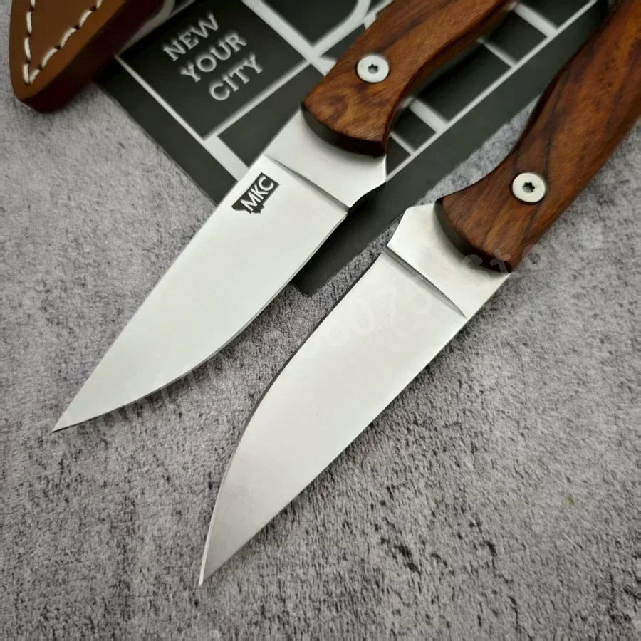 MKC Traditional Knife 8Cr13Mov Blade Wooden Handle Ideal for Outdoor Camping Survival Emergency Escape A Great Gift for Men