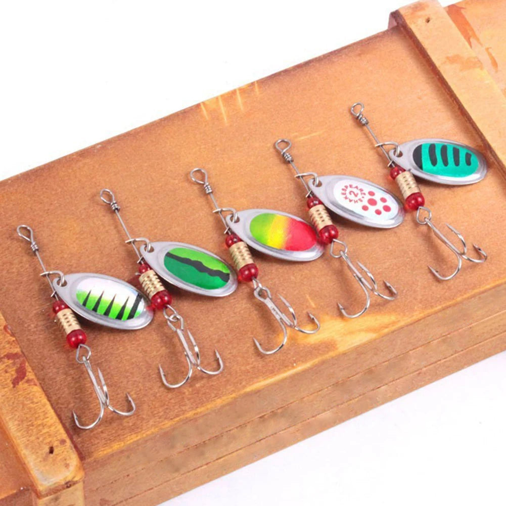 30pcs Metal Spoon Spinner Fishing Lure with Treble Hook Spoonbait Crankbaits Artificial Bait for Freshwater and Saltwater