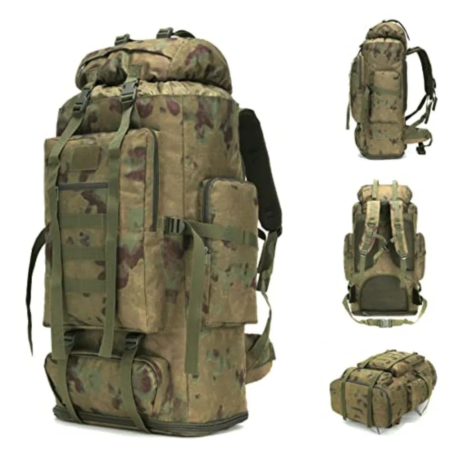 100L Hiking Camping Backpack MOLLE Rucksack Waterproof Daypack