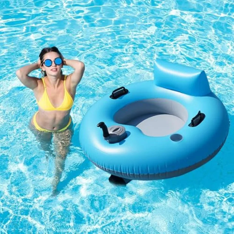 Inflatable River Tube Float for Adults Heavy Duty Motorized Floating Tube with Backrest for Summer Water Party Beach
