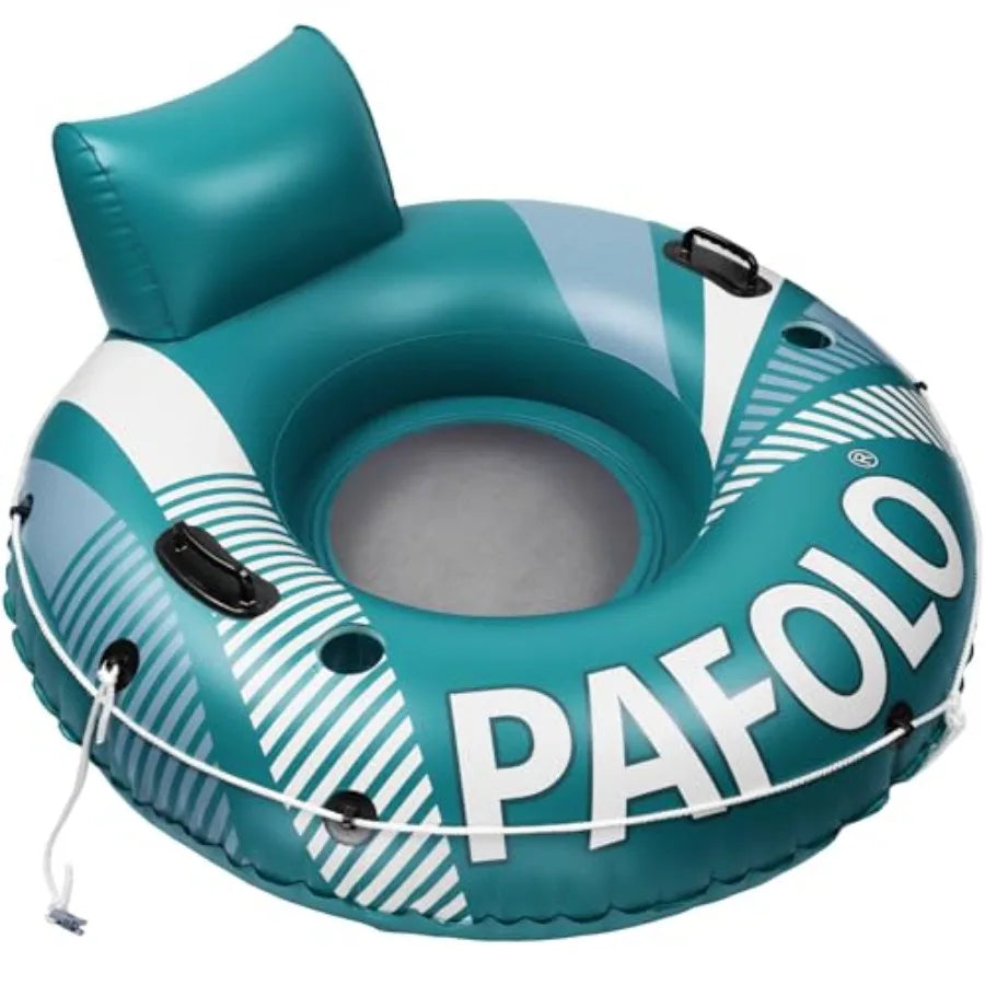 Pool Float Adult, Inflatable River Tube Float, River Tubes for Floating Heavy Duty with Mesh Bottom, Comfortable Backrest and 2