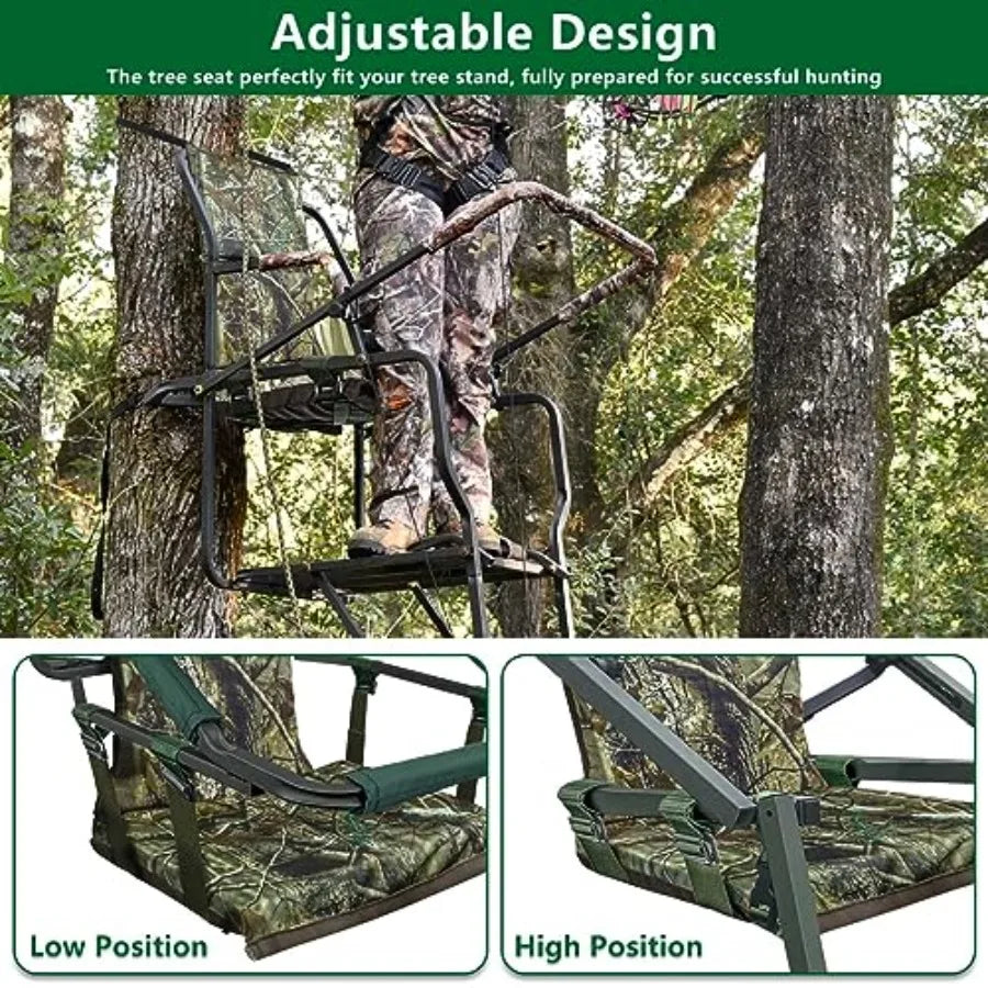 Tree Stand Seat Replacement, Adjustable Treestand Seats for Hunting, Comfortable Hunting Tree Seat Fits Climber Deer Tree Stand