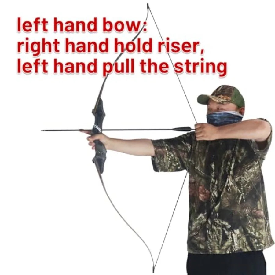 60 Inch Black Hunter Recurve Bow 20-60lbs Left Handed Takedown Bow Hunting Bow and Arrow Set with Arrow Quiver Archery Kit for