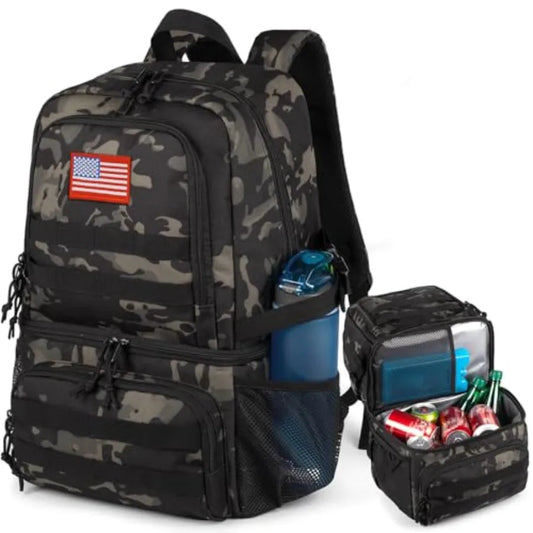 Tactical Double Deck Cooler Backpack for Men Lunch Backpack with 2 Compartment Soft Cooler Bag