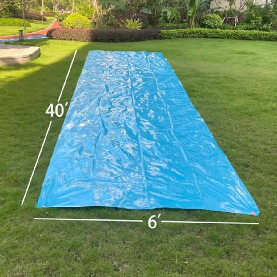 40ft x 6ft Heavy Duty Slip and Slide with 2 Bodyboards Tear-Resistant Lawn Water Slide for Backyard Summer Outdoor Play Easy to