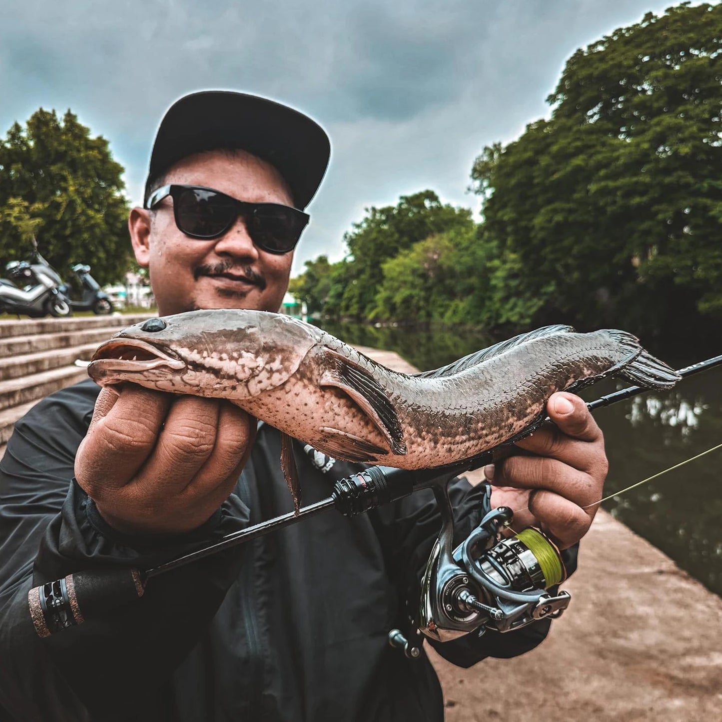 PURELURE Flight CEDAN 5'9''-6'10'' Bass Rod Spinning & Baitcasting 2 pcs 40T+36T Carbon Fiber Progressive Action Fishing Rod L to M Power Solid Tip Dark Oak Reel Seat FUJI Alconite/SIC Guides