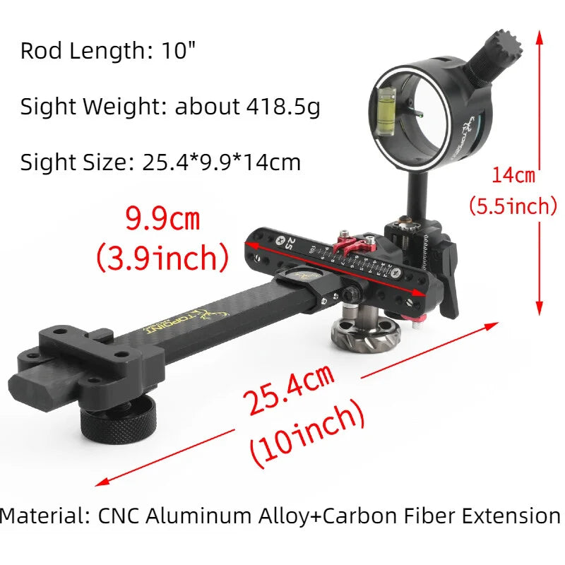 1pc Compound Bow Single Pin Sight 4/6/8x Lens Carbon Fiber Rod Adjustable Archery Bow Outdoor Hunting Shooting Accessories