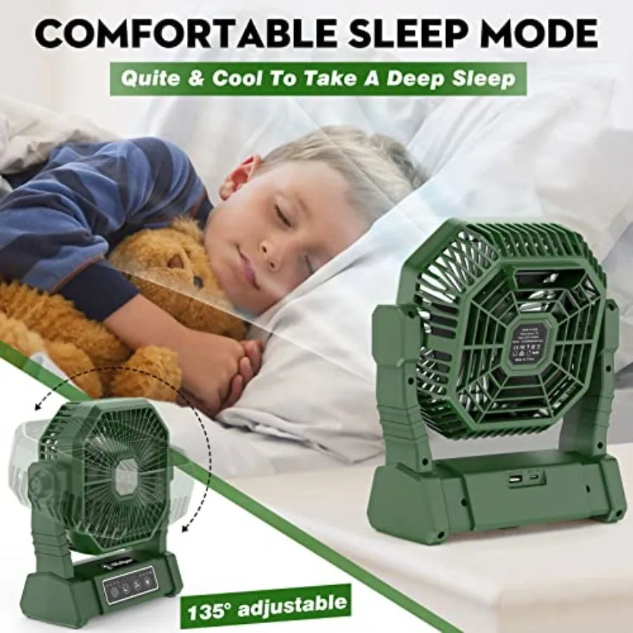 Portable Fan, Camping Fan with LED Lantern and Remote, 4 Speed and 4 Timing Rechargeable Fan for Tent Travel Camping Picnic Bea
