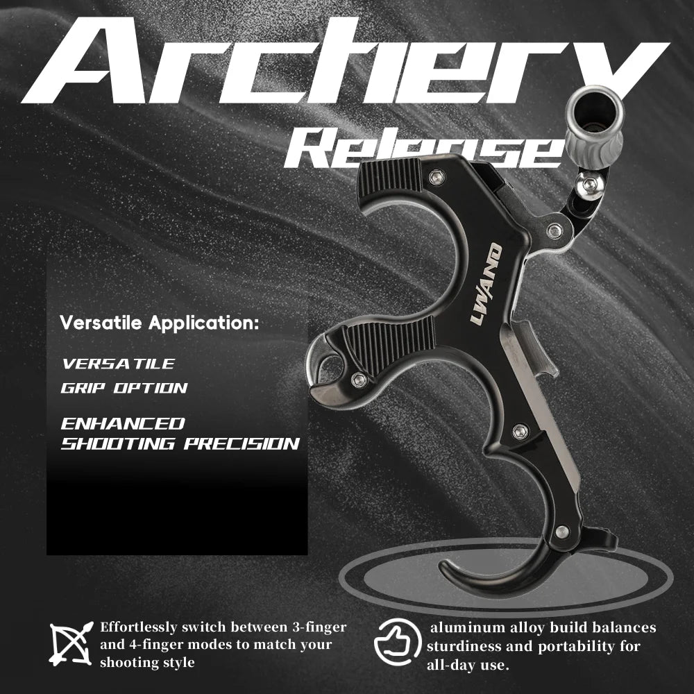 3/4 Finger Bow Release Thumb Trigger Caliper Aluminum Copper Material for Compound Bow Hunting Shooting Accessories