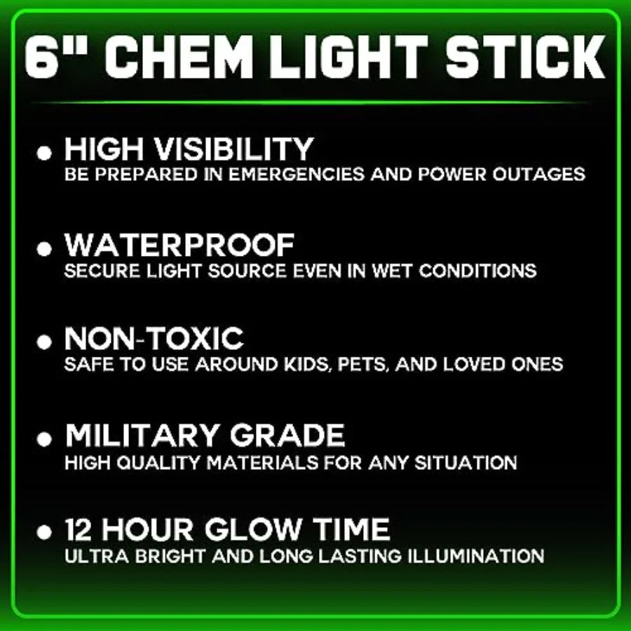 Emergency Glow Sticks - 12 Ultra Bright Individually Wrapped Military Grade Chem Lights - 12 Hour Bulk Tactical Light Sticks fo