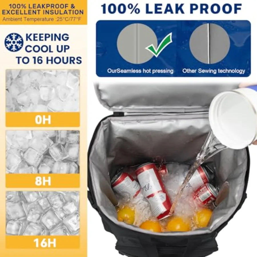 43L Cooler Backpack 45/55 Cans Insulated Leak Proof Tactical Backpack2 Insulated Comaprtments Thermal Bag Large Lunch Outdoor B