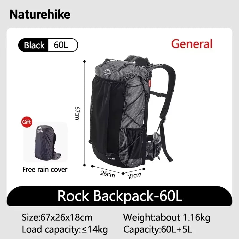 Naturehike 40L 60L Waterproof Hiking Backpack Internal Frame Camping Climbing Cycling Backpack Outdoor Sport Bag with Rain Cover