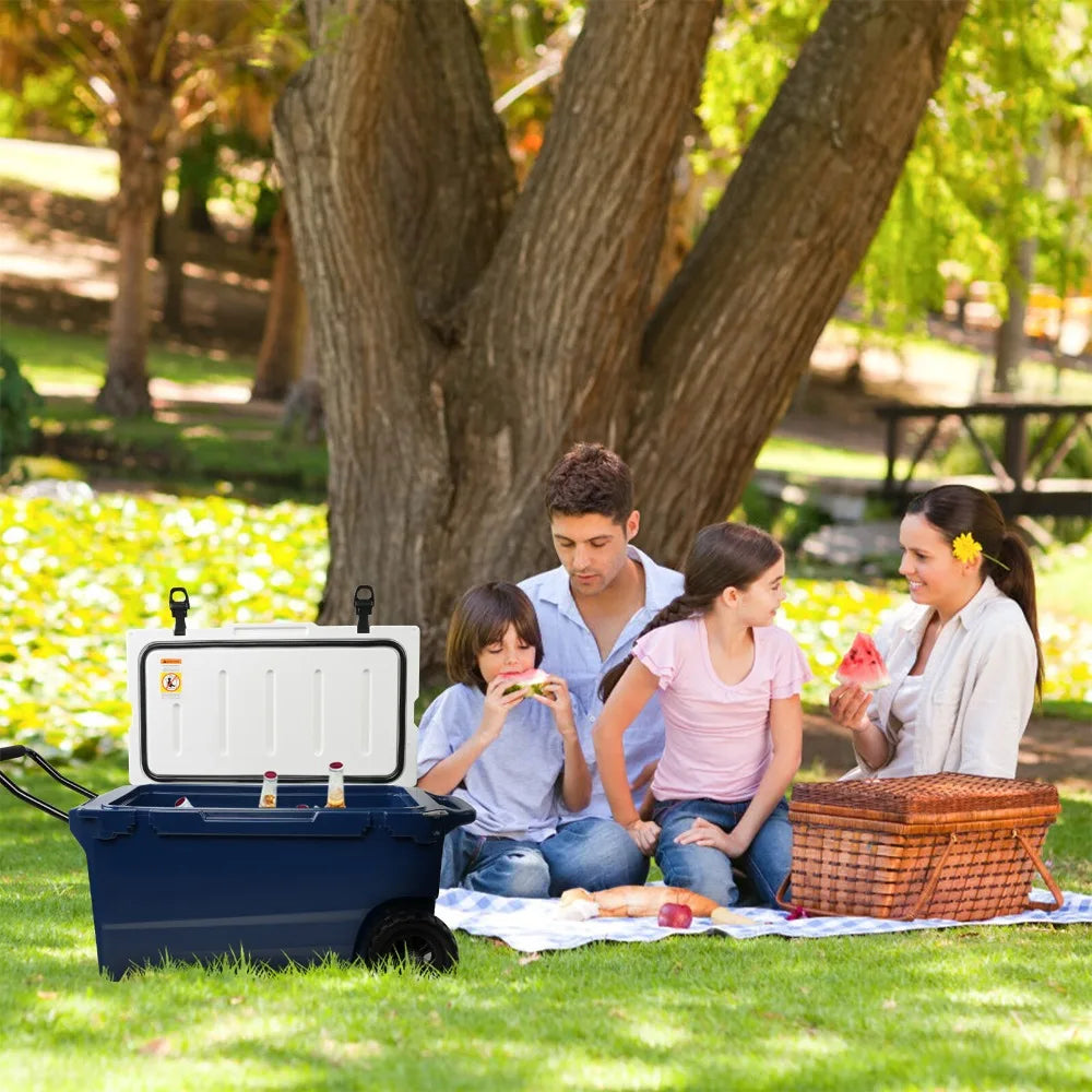 VILOBOS 50 Qt Portable Cooler Box Wheeled Ice Chest Camping Fishing BBQ Picnic