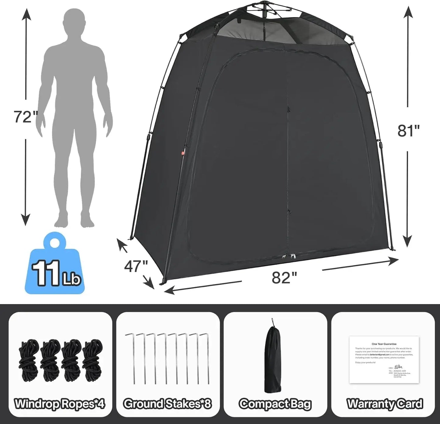 Portable Pop-Up Shower Tent With Floor Dual Doors Privacy Shelter For Camping Beach Changing Toilet