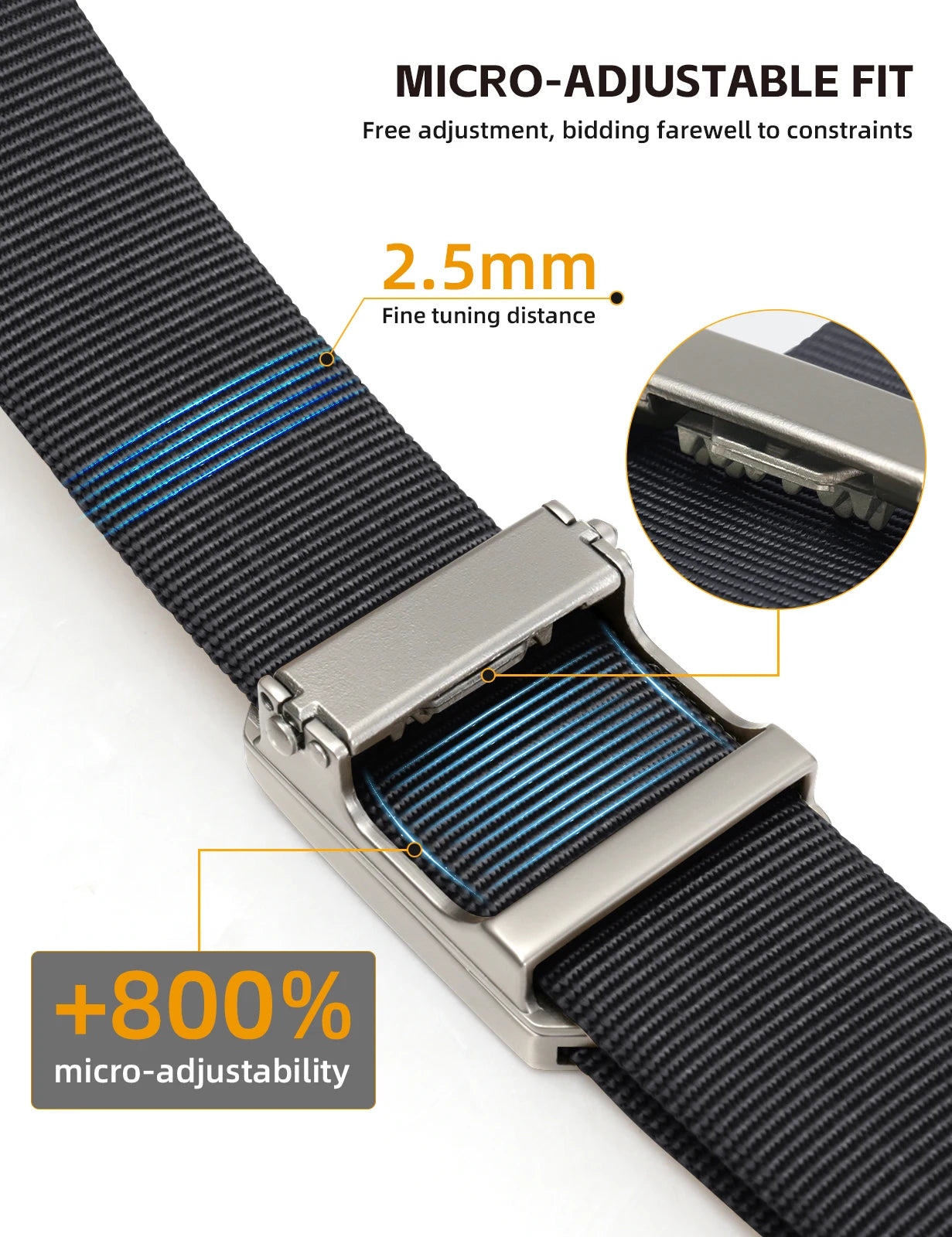 IDOGEAR 1.5" Tactical Ratchet Belt 1000D Nylon No Holes Quick-Release Slide Buckle for Hunting Airsoft Outdoor 3446