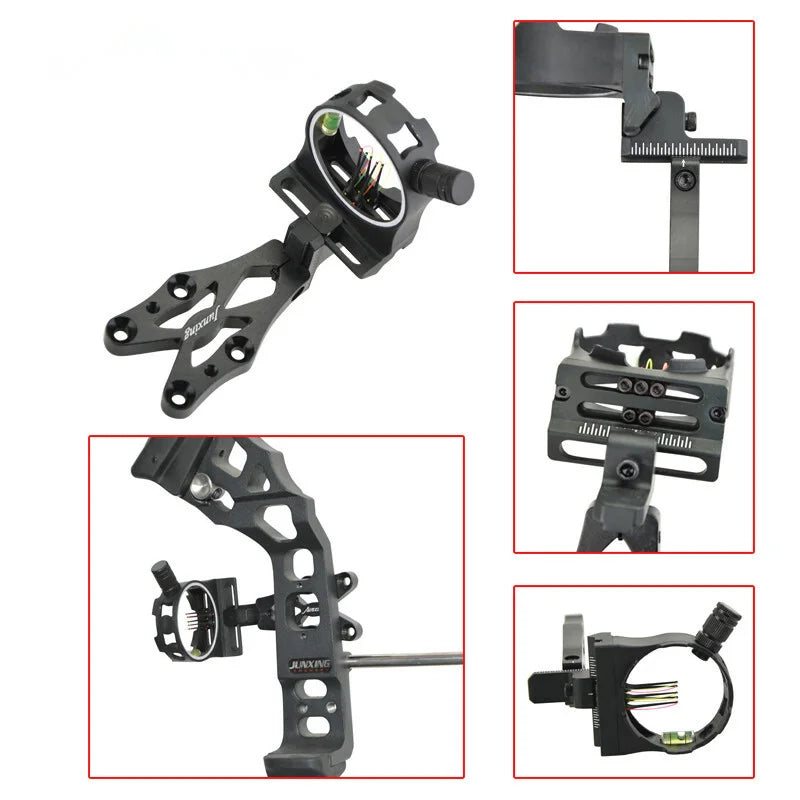 Compound Bow Sight 5 Pin 0.019" Fiber CNC Aluminum Alloy RH for Hunting Shooting Target Practice Bow Aiming Tool