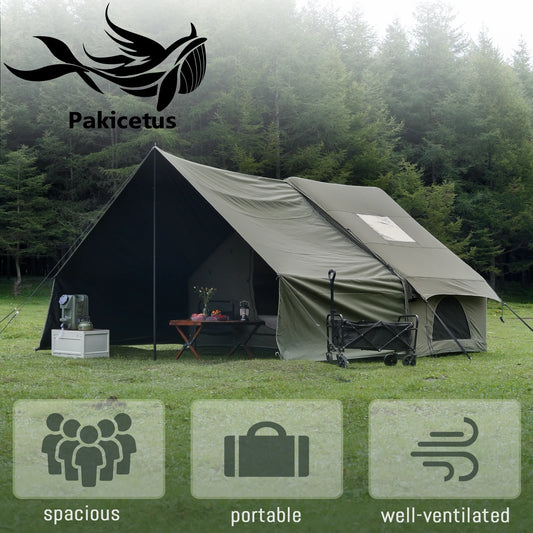 PAKICETUS Upgraded Inflatable Camping Hunting Visualization Tent, No Assembly Luxury Glamping House, Easy Setup With Air Pump, Tear Resistant Mesh Zipper, 5-8 Person All Season Outdoor Tent