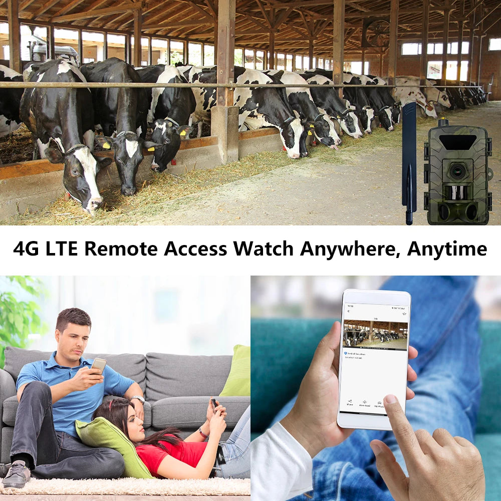 4G APP-Controlled 60MP 1296P Hunting Tracking Camera Wireless Wildlife Camera with 0.2S Night Vision Trigger Trail | Deer Camera Ideal Gift Americas version Bulit-in SIM Card Free 32G Card