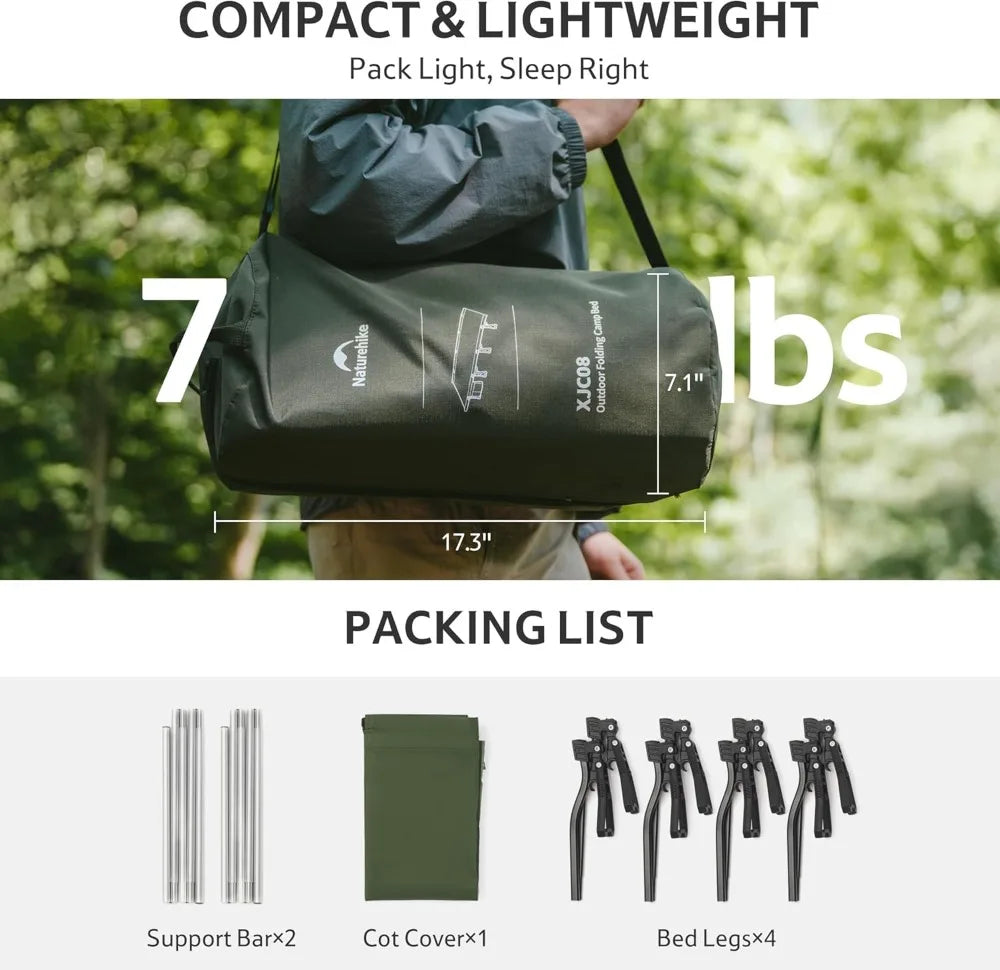 Extra Wide Camping Cot, 29.5in, Folding Lightweight Portable Bed for Travel Beach Home