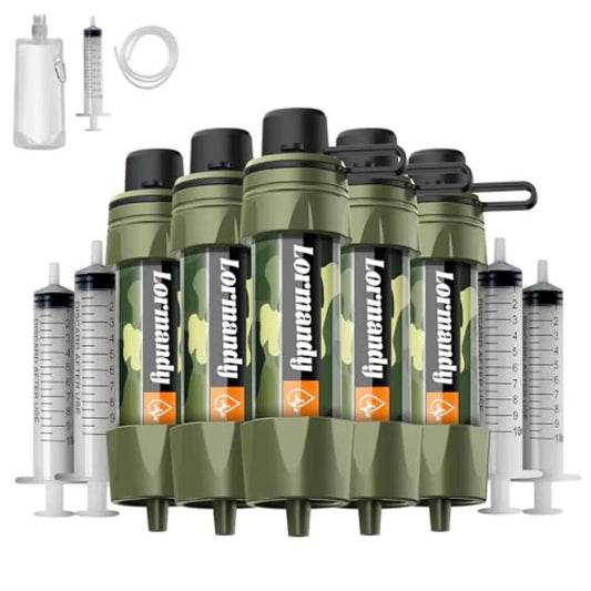 Straw Water Filter 5 Pack Outdoor Camping and Hiking Survival Gear Kit for Family Use, Ultra-Light Personal Filter Straws for B