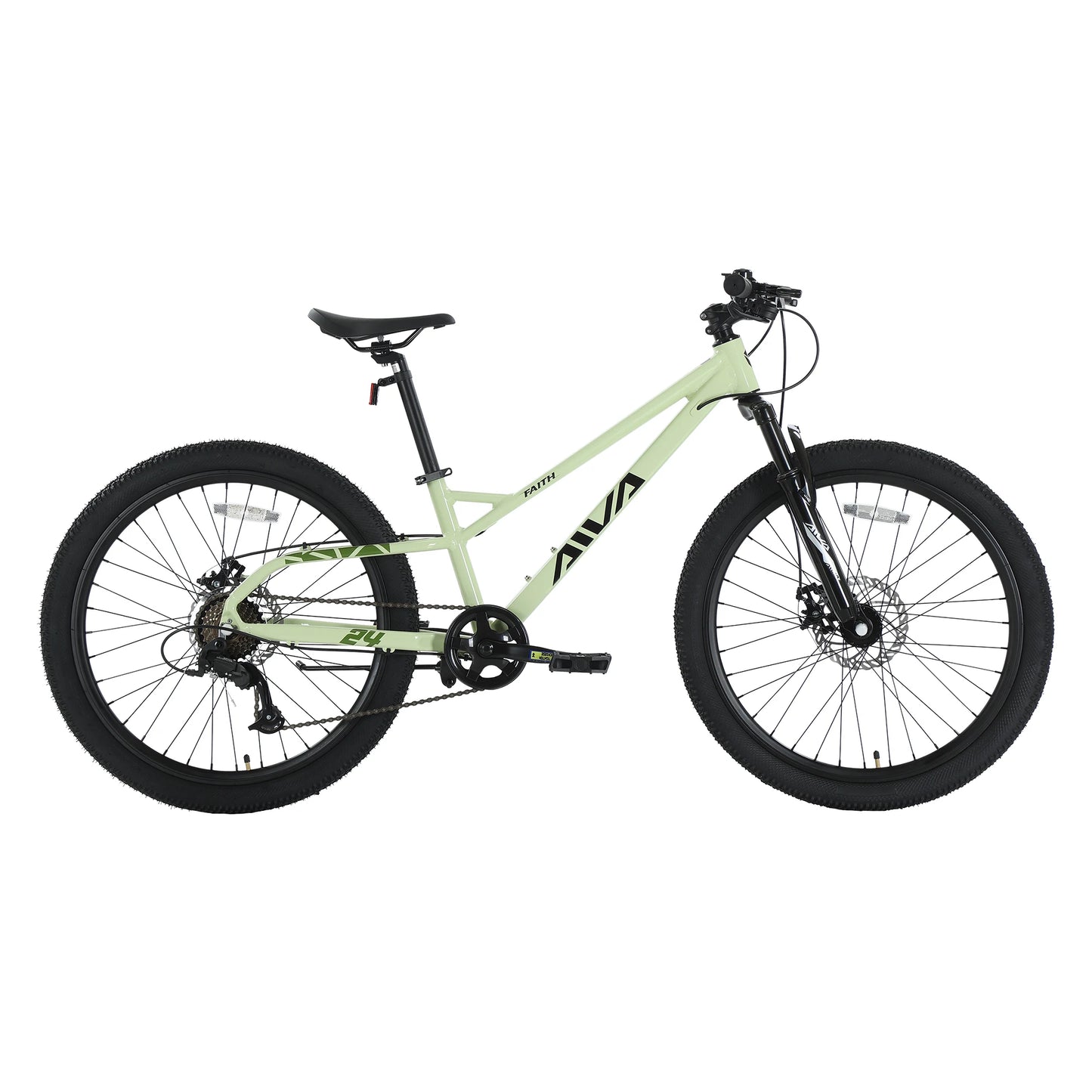 AIVA FAITH24 24 Inch Hardtail Mountain Bike, 7-Speed MTB, Bicycle for Teens & Adults, Lightweight Aluminum Frame, Suspension Fork, Front & Rear Disc Brakes