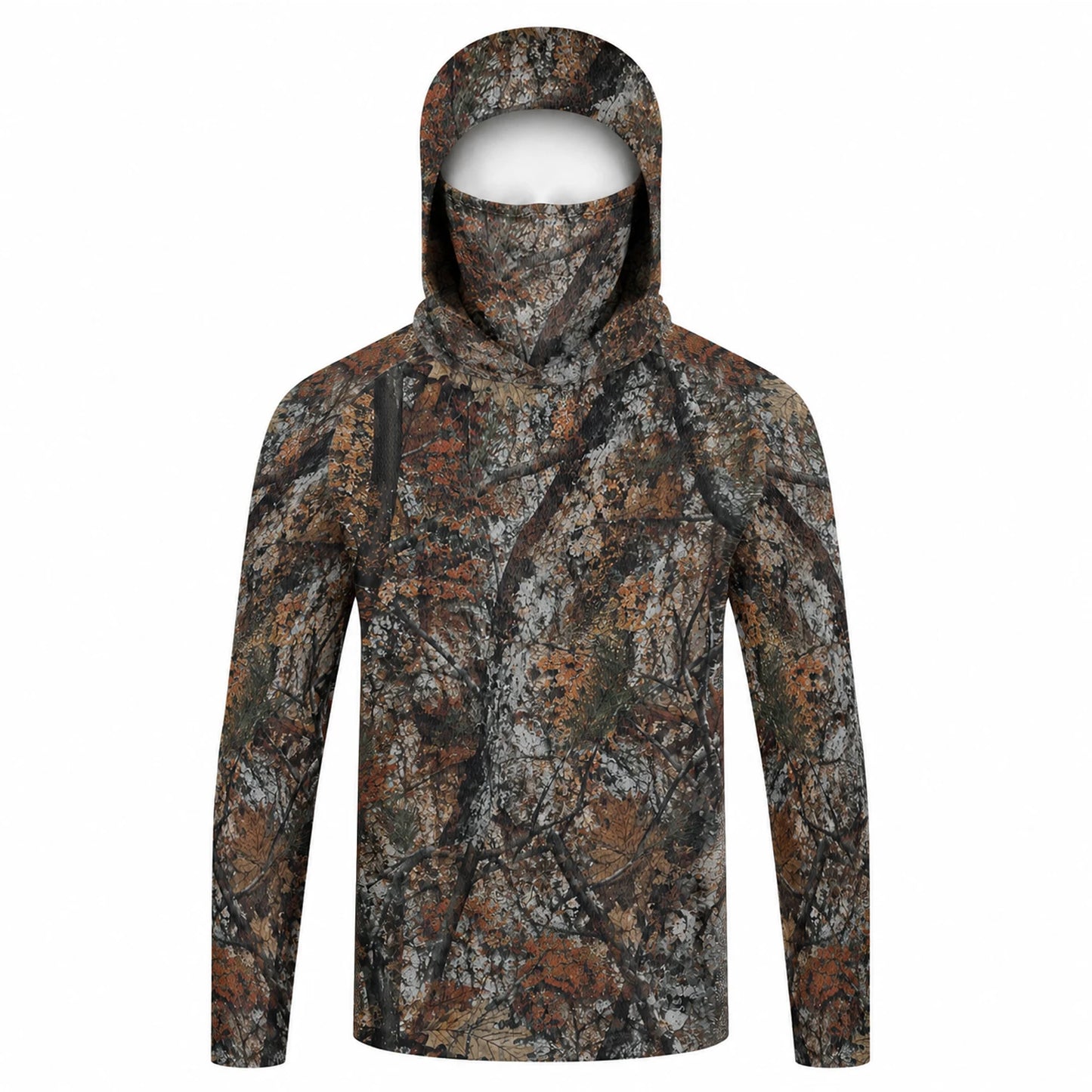 Men's Hooded Fishing Shirt with Face Mask UPF 50+ Sun Protection Long Sleeve Outdoor Performance Hoodie