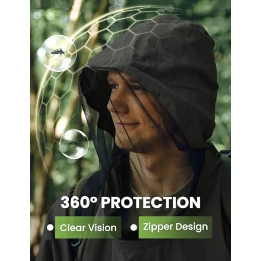 Mosquito Jacket Durable Bug-Proof Jacket with Adjustable Hood and Pocket Summer Mosquito Suit Outdoor Proof Clothing