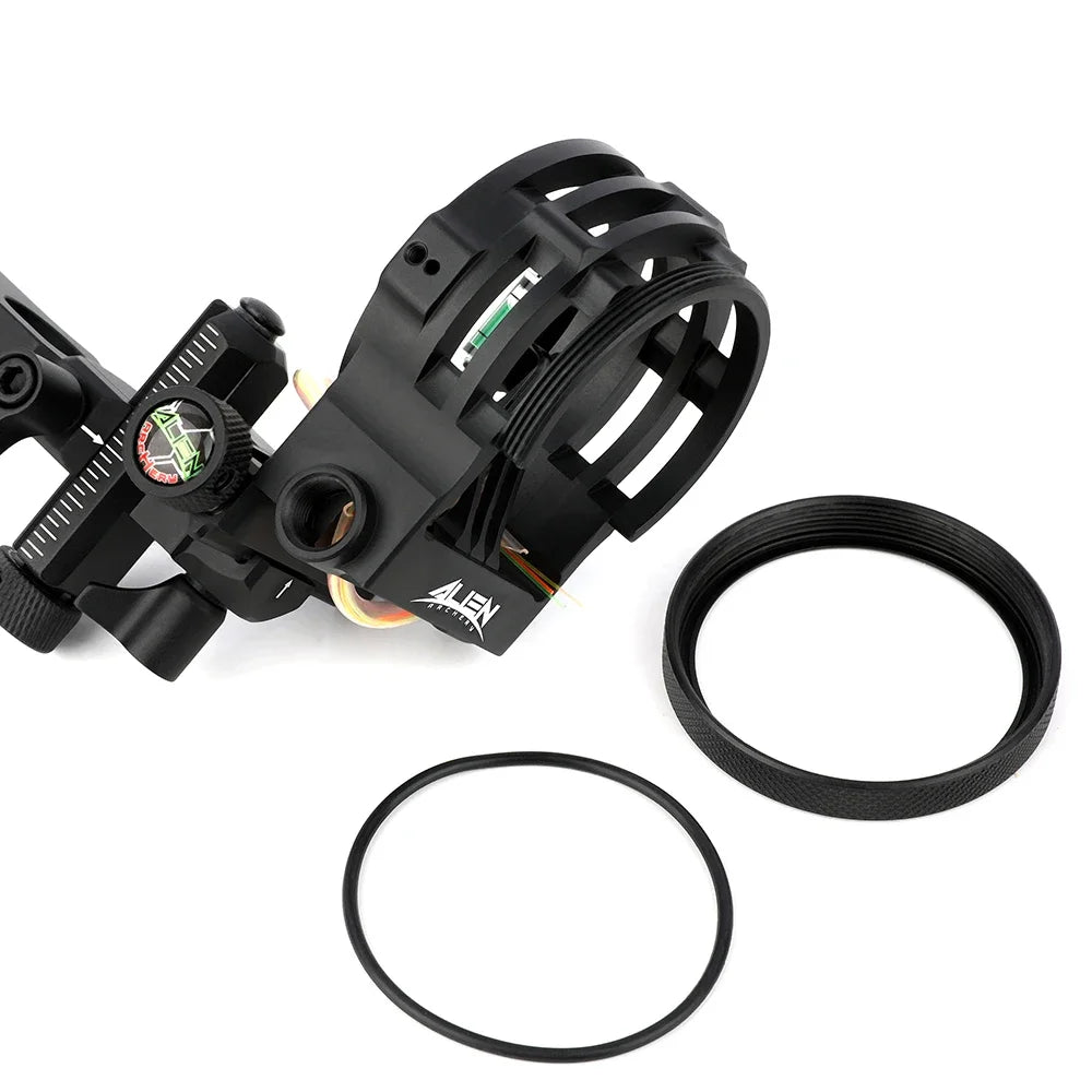 CNC Aluminum Alloy Compound Bow Sight Five Pin Archery Sight 0.019“ Optical Fiber Left Right Hand Hunting Bow Accessories