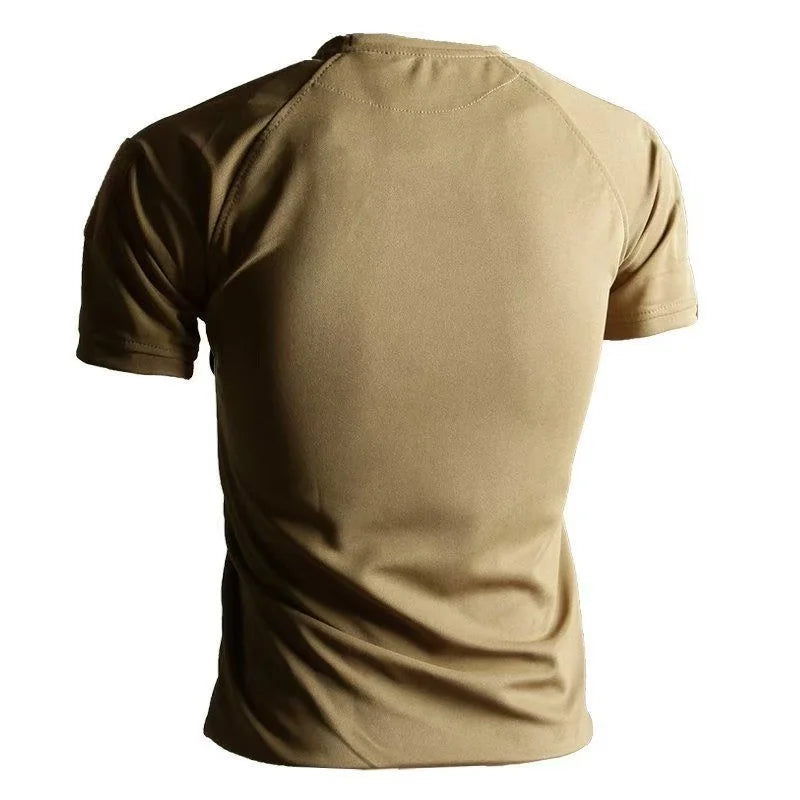 Men's Summer Tactical Sport Military Shirt Quicky Dry Combat Breathable Elastic Pullerover Hiking Camping Climbing Tops Tees
