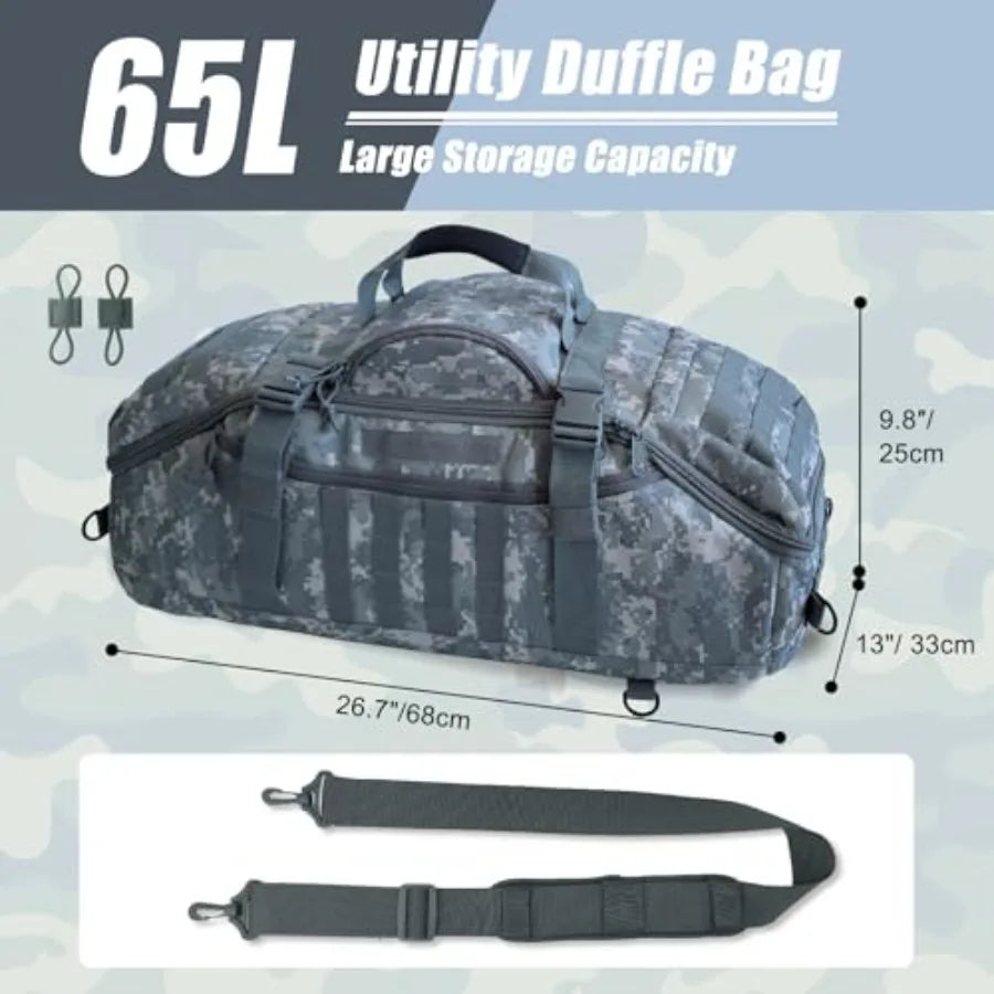 Large Travel Duffle Bag Military Tactical Backpack Army Assault Pack 3 Day Bug Out Rucksack for Outdoor Sports Hiking Camping w