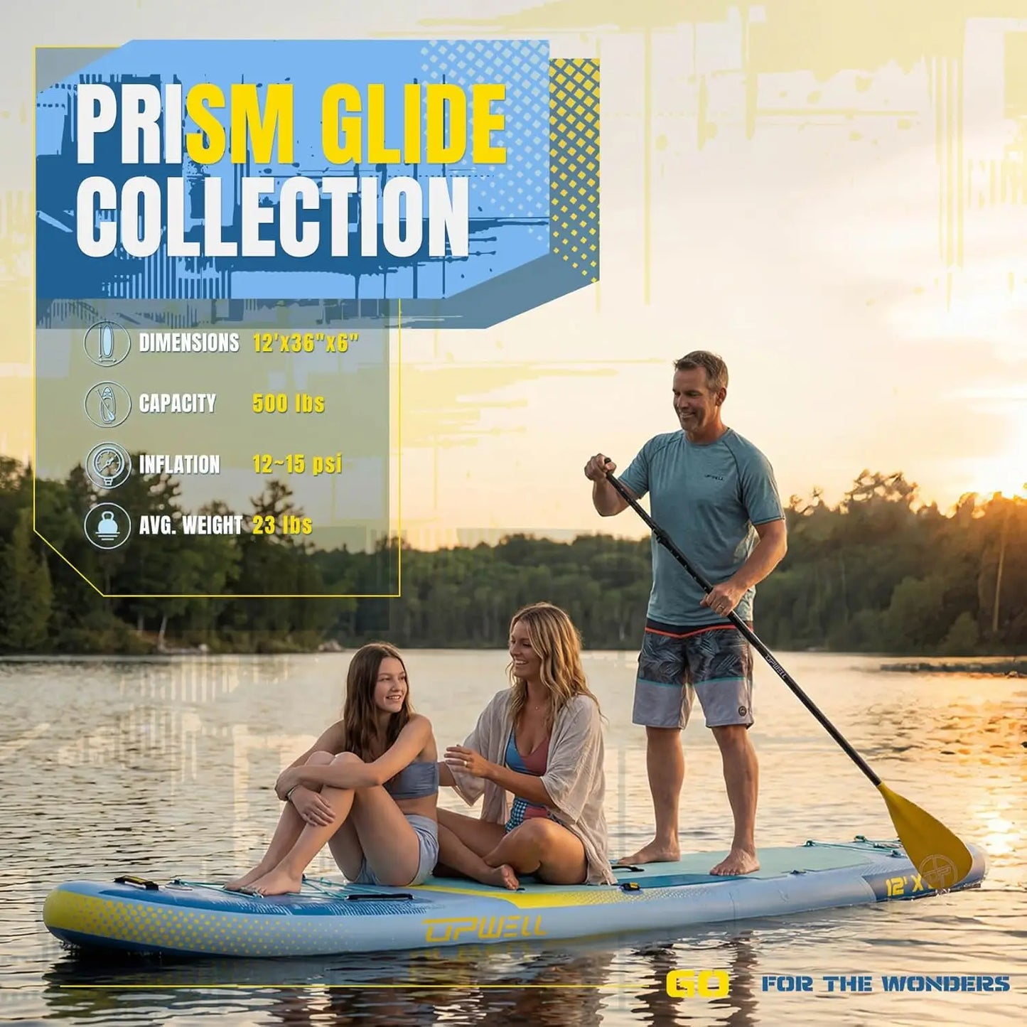 12ft x 36in Wide Inflatable Stand-Up Paddle Board for Adults & Teens, 2+1 Person SUP with Premium Add-Ons: 125L Backpack, Paddle, Leash, Hand Pump, Fins