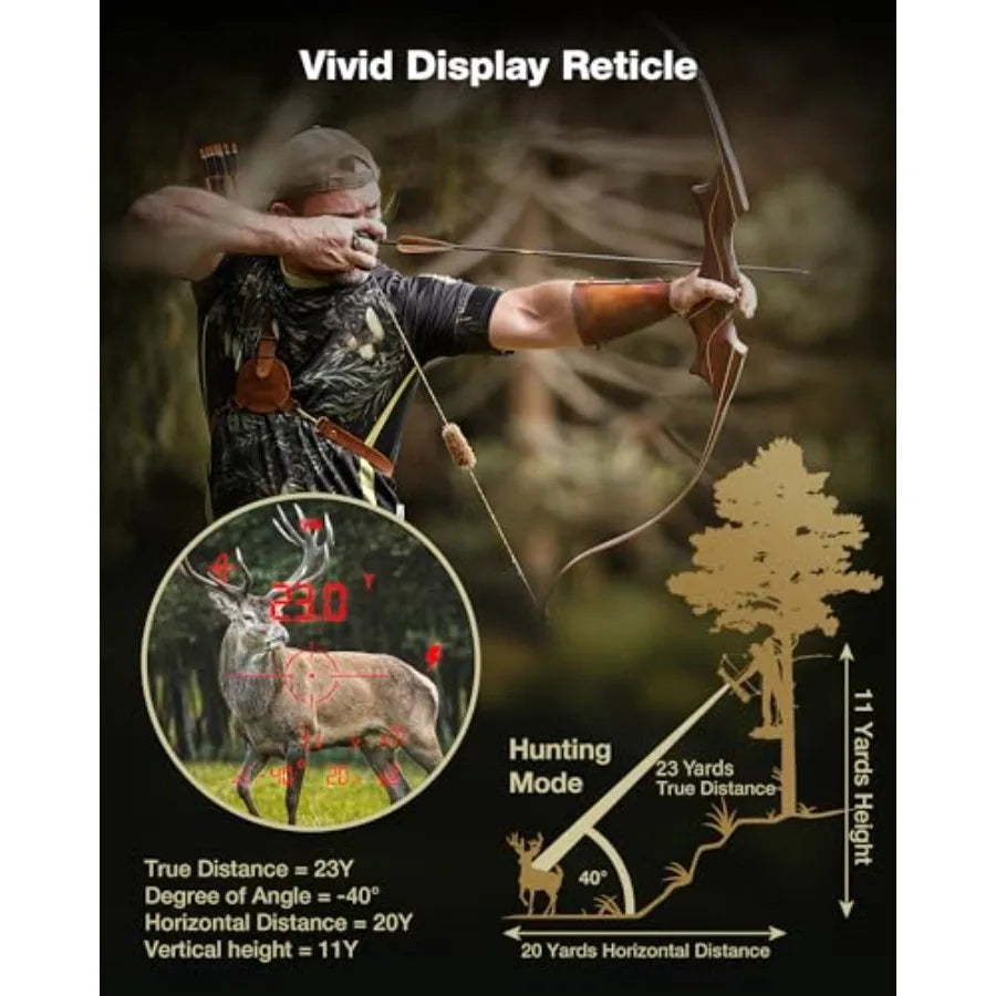 Hunting Rangefinder 1200Y Laser Range Finder for Hunting 7X Magnification Waterproof Speed Mode Rechargeable Lightweight for Ar